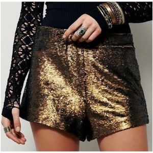 Free People ‘Time to Shine’ Bronze Sequin Shorts / Size Medium